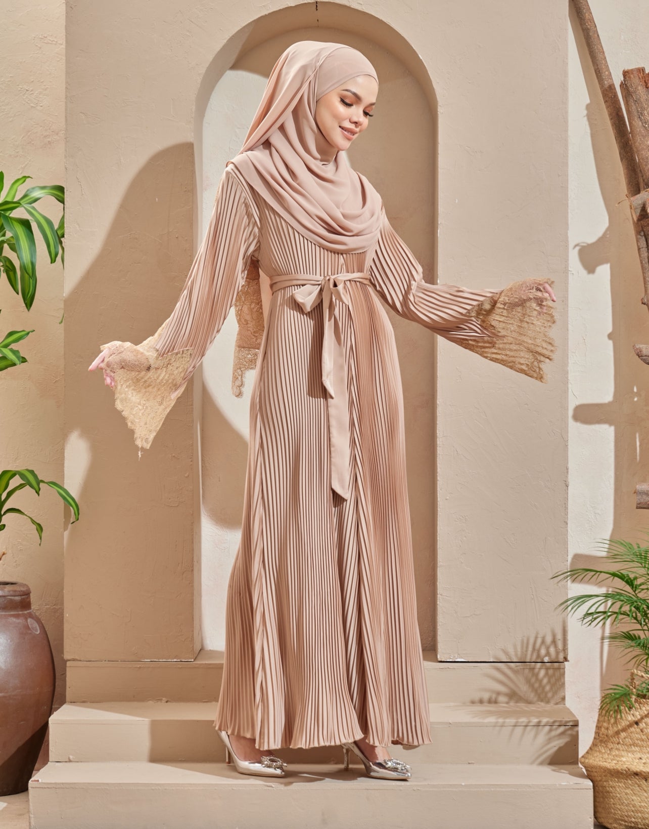 Champagne - Aleena Pleated Abaya