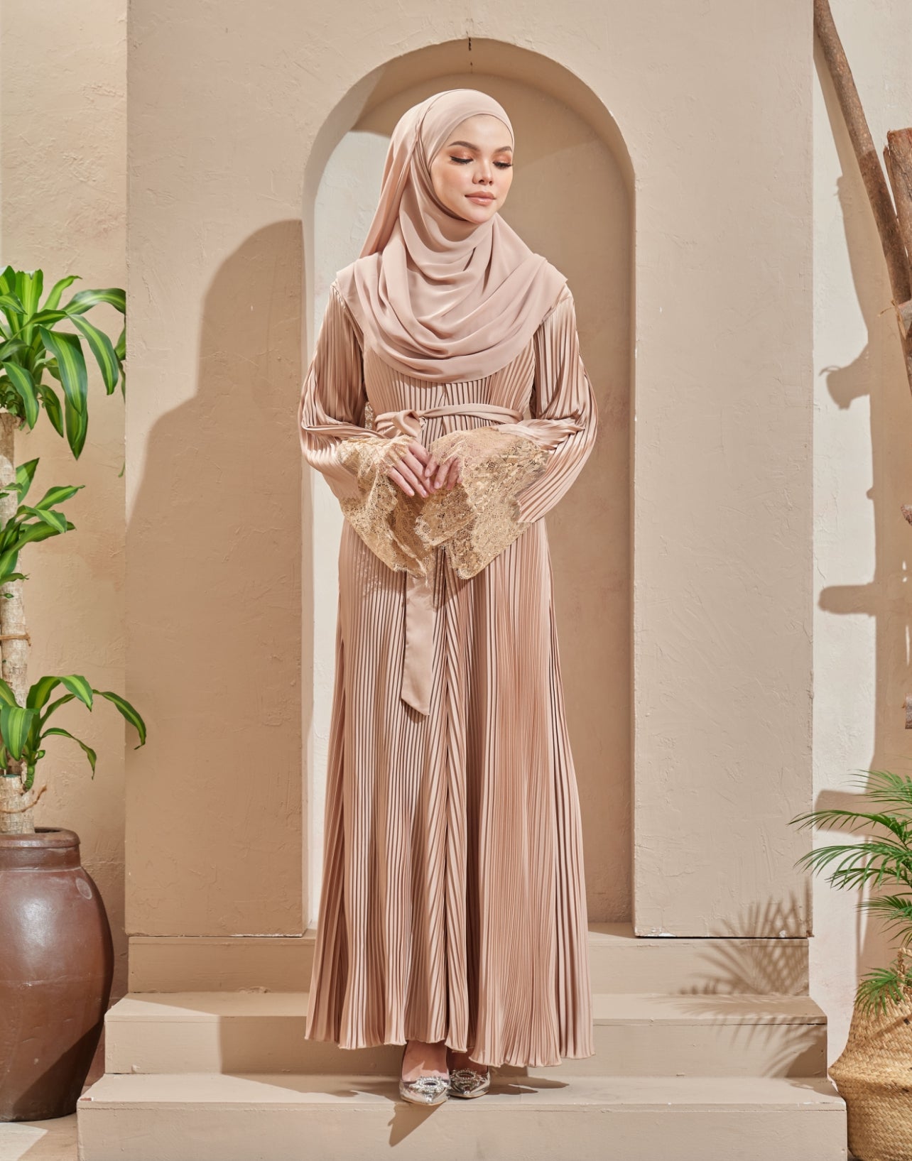 Champagne - Aleena Pleated Abaya