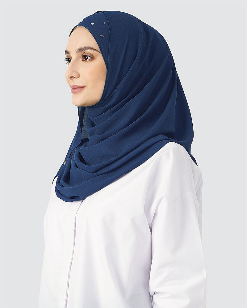 Medium Navy Blue - Tiara Semi-Instant Shawl