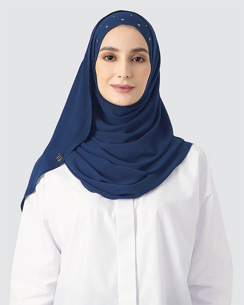 Medium Navy Blue - Tiara Semi-Instant Shawl