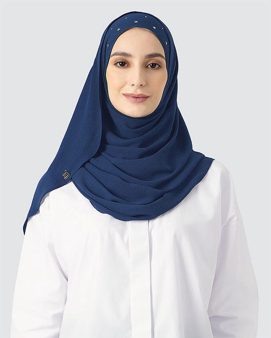 Medium Navy Blue - Tiara Semi-Instant Shawl