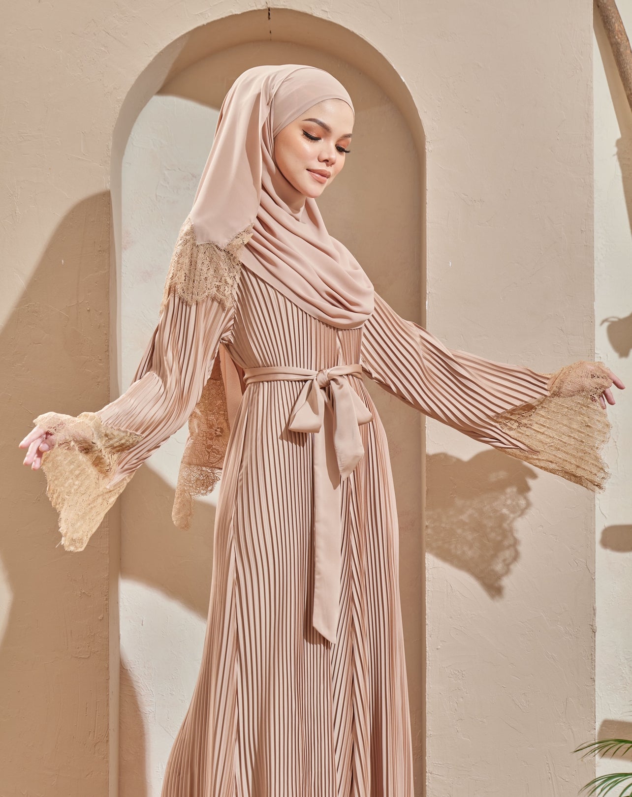 Champagne - Aleena Pleated Abaya