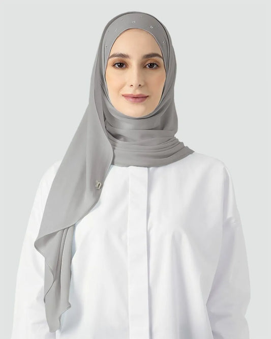 Light Grey Brown - Tiara Semi-Instant Shawl