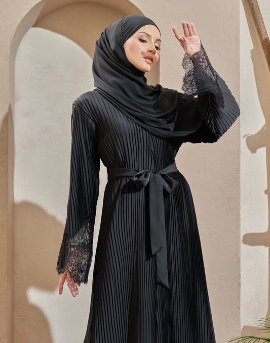 Black - Aleena Pleated Abaya