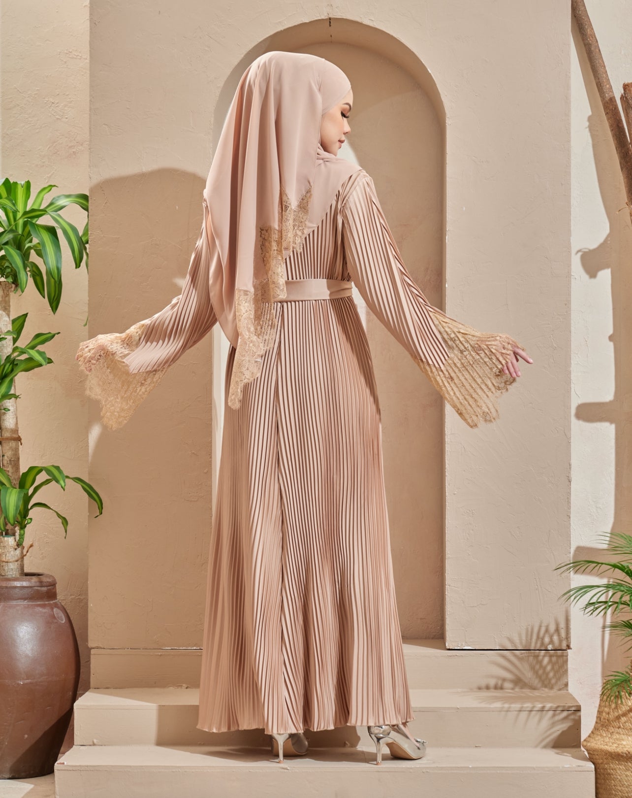 Champagne - Aleena Pleated Abaya