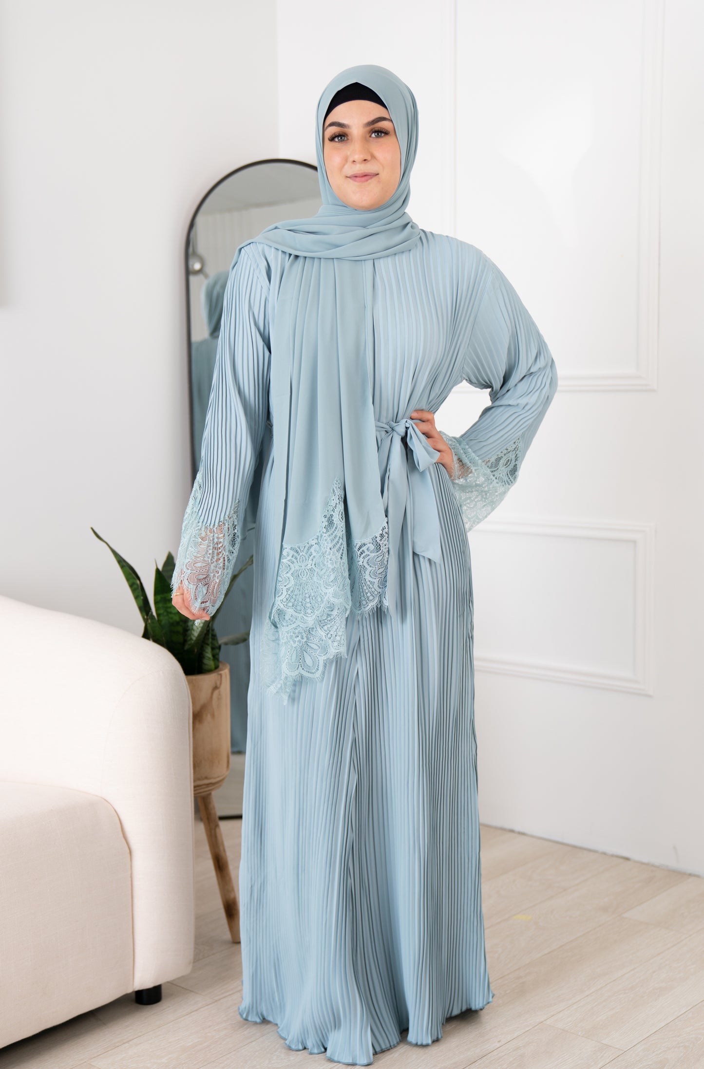 Misty Blue - Aleena Pleated Abaya