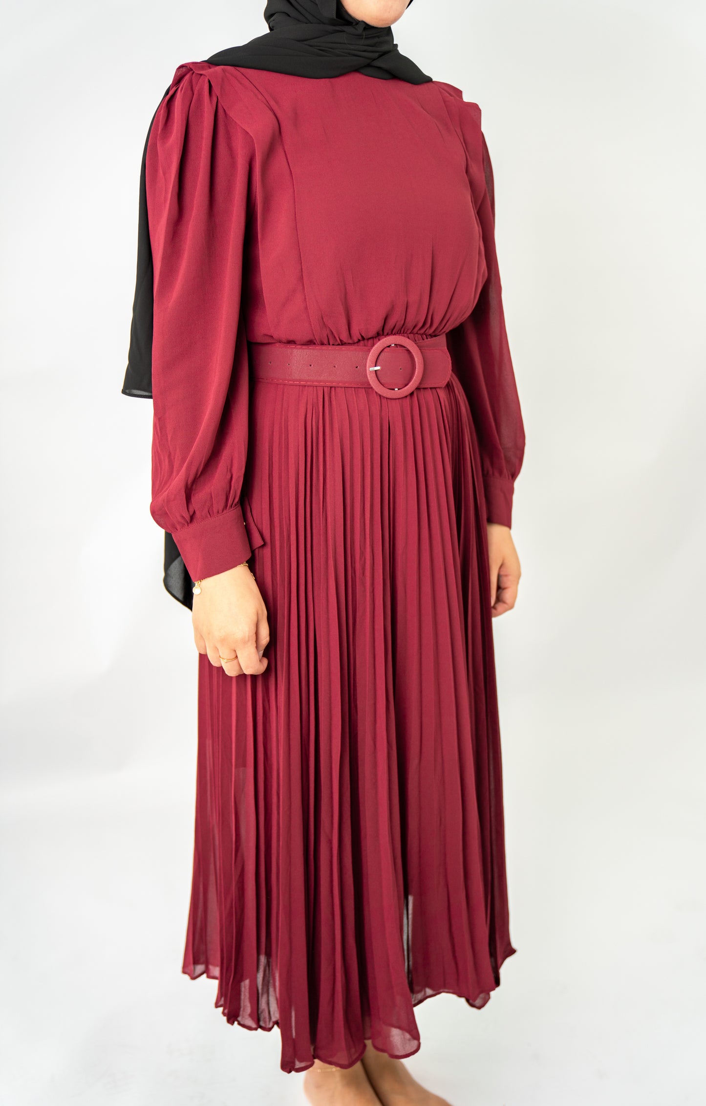 Maroon Balqis Chiffon Dress