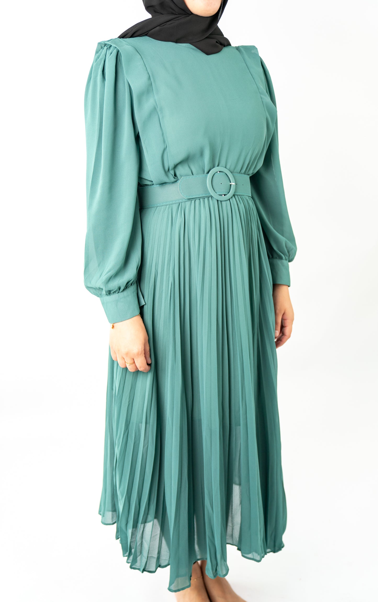 Field Green Balqis Chiffon Dress