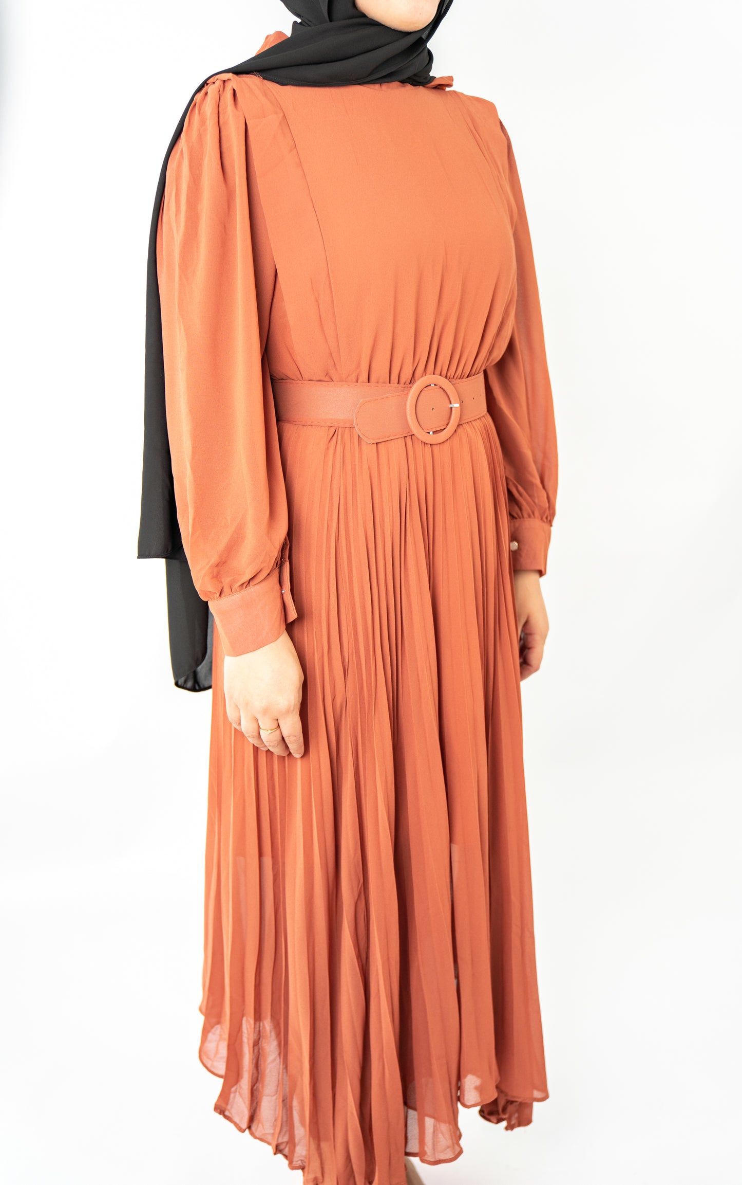 Brick Orange Balqis Chiffon Dress