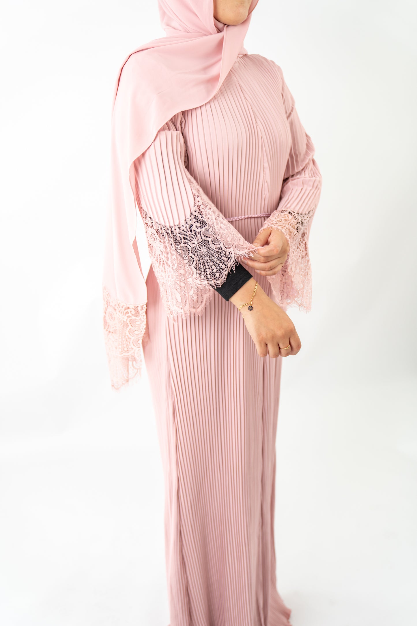 Baby Pink - Aleena Pleated Abaya