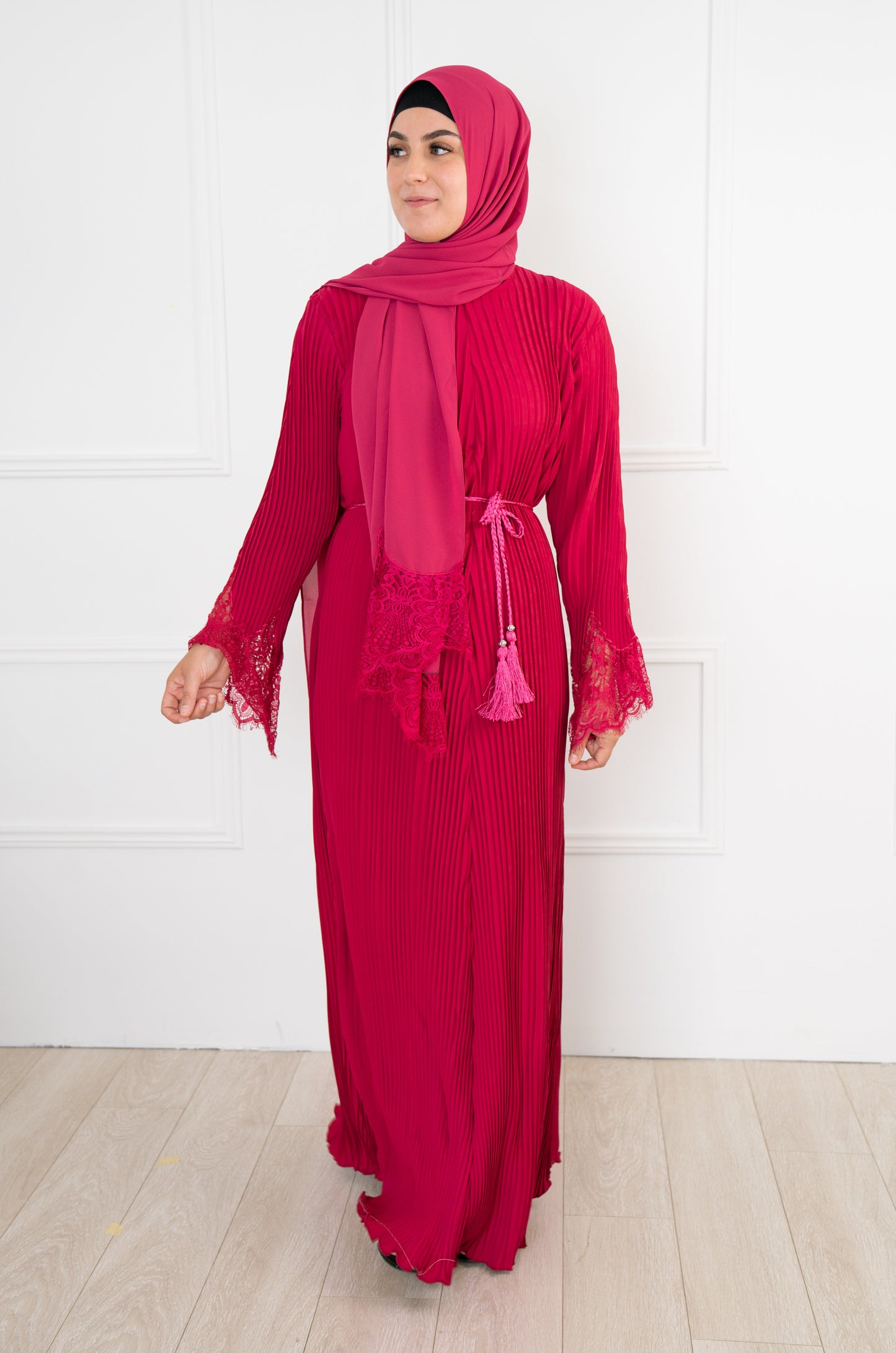 Fuschia Pink - Aleena Pleated Abaya