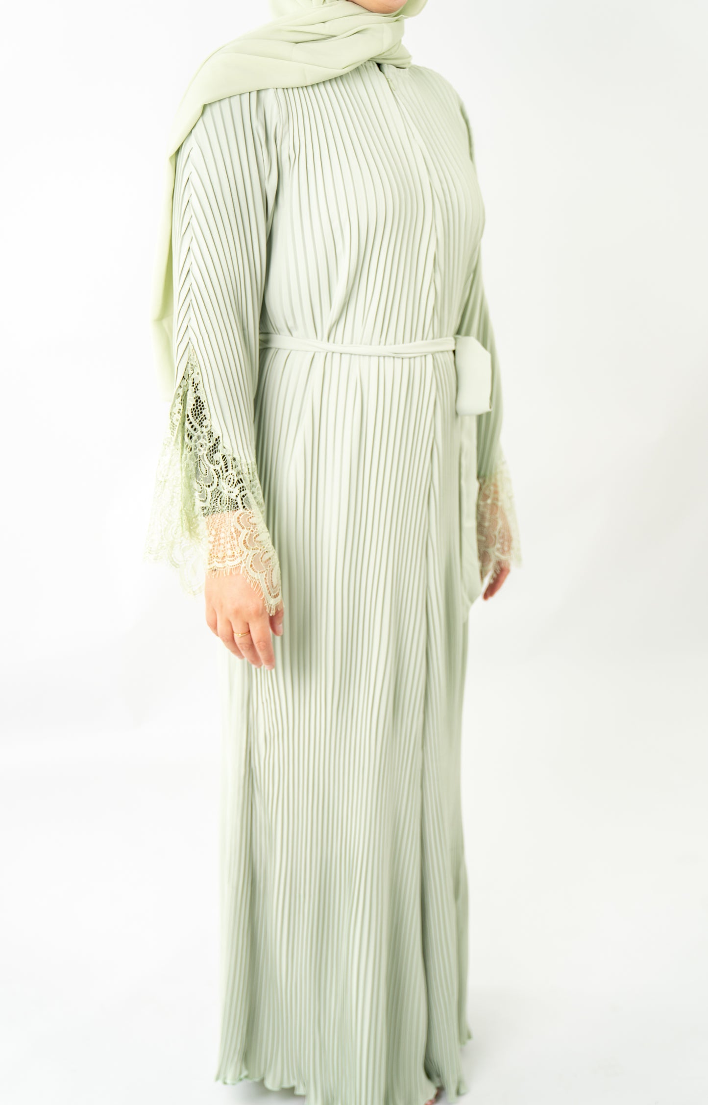 Green Tea - Aleena Pleated Abaya