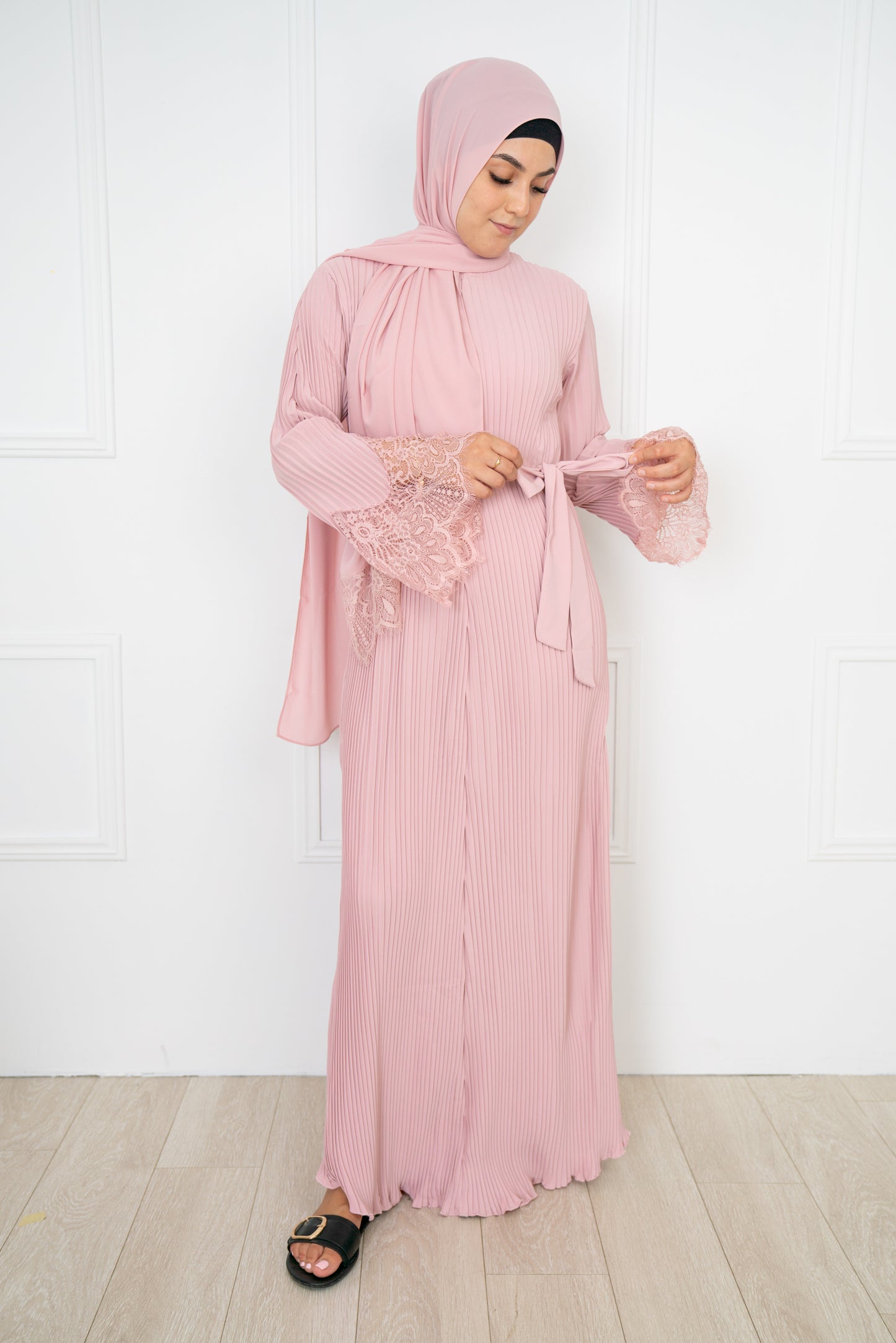 Baby Pink - Aleena Pleated Abaya