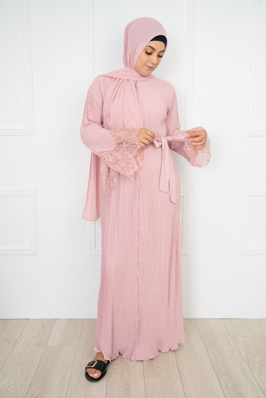 Baby Pink Aleena Pleated Abaya