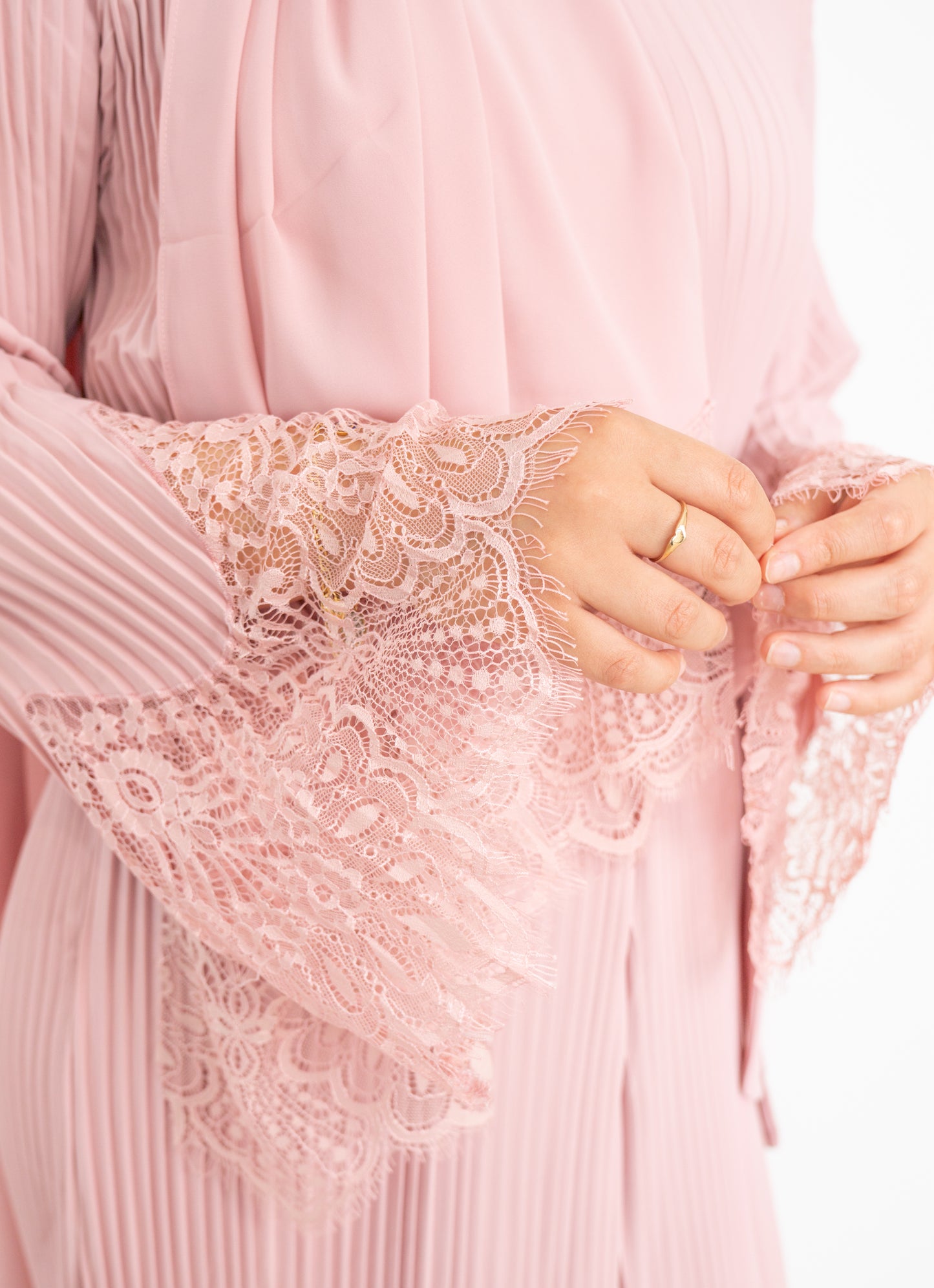 Baby Pink - Aleena Pleated Abaya