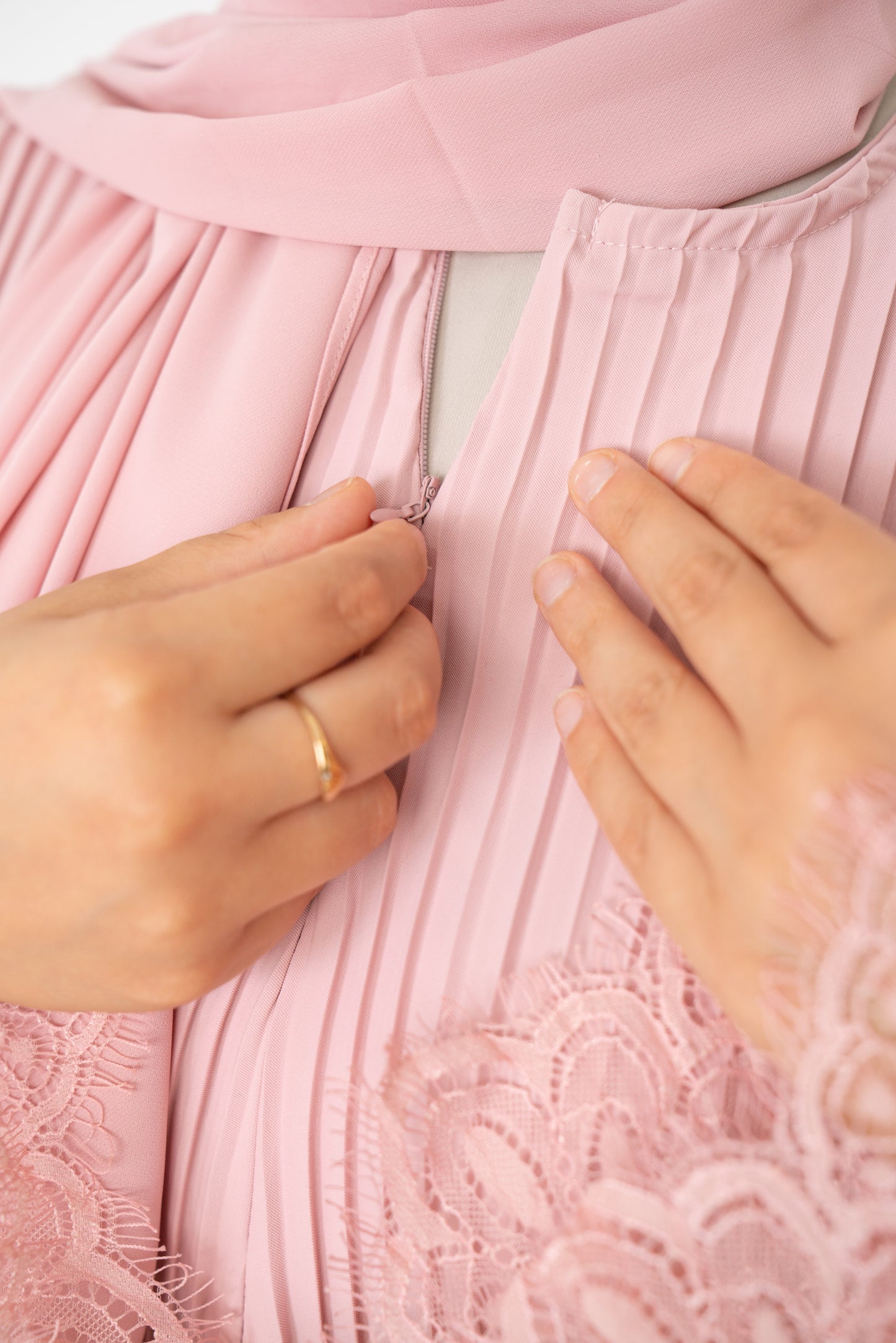 Baby Pink - Aleena Pleated Abaya