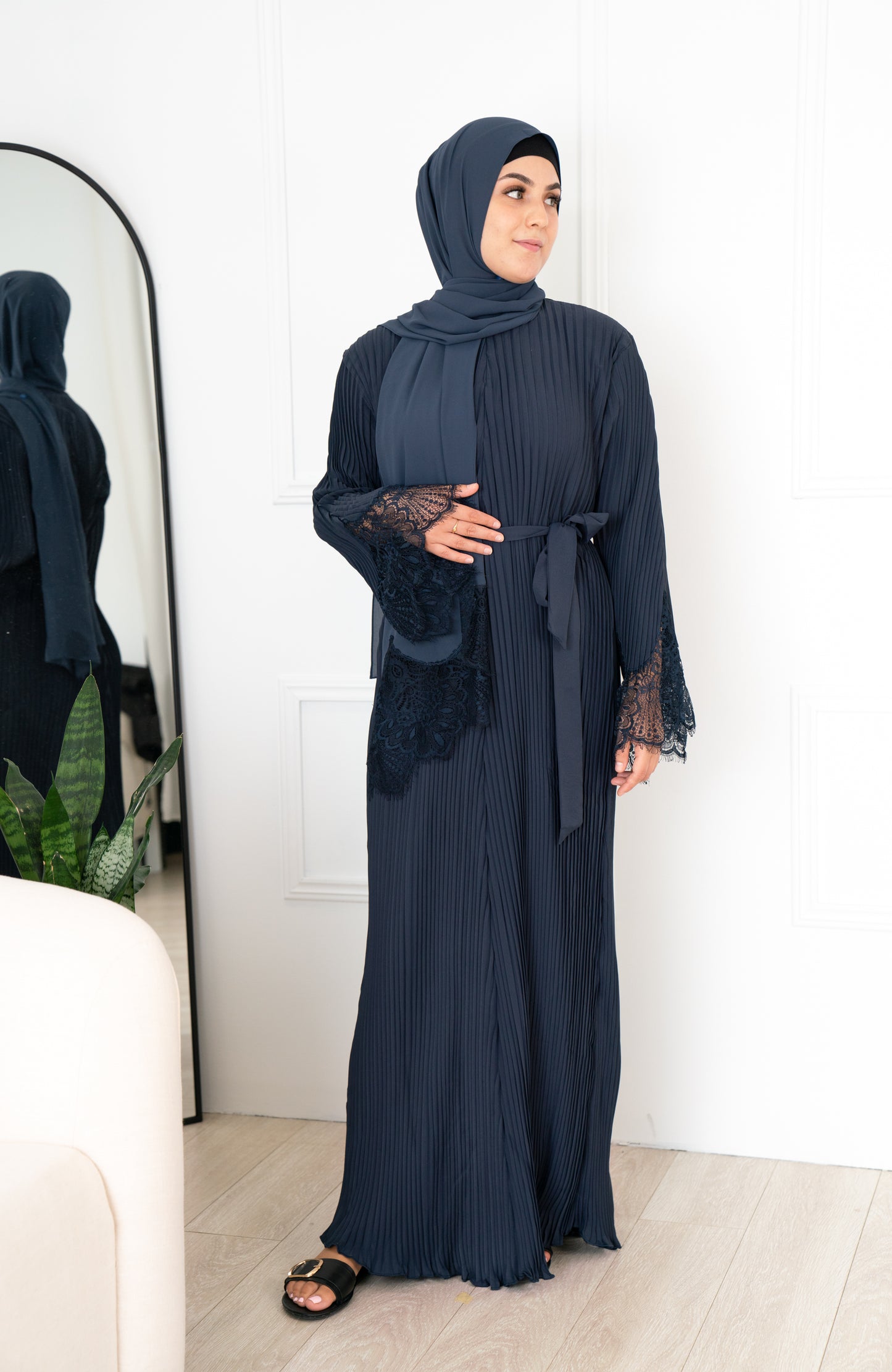 Navy Blue - Aleena Pleated Abaya