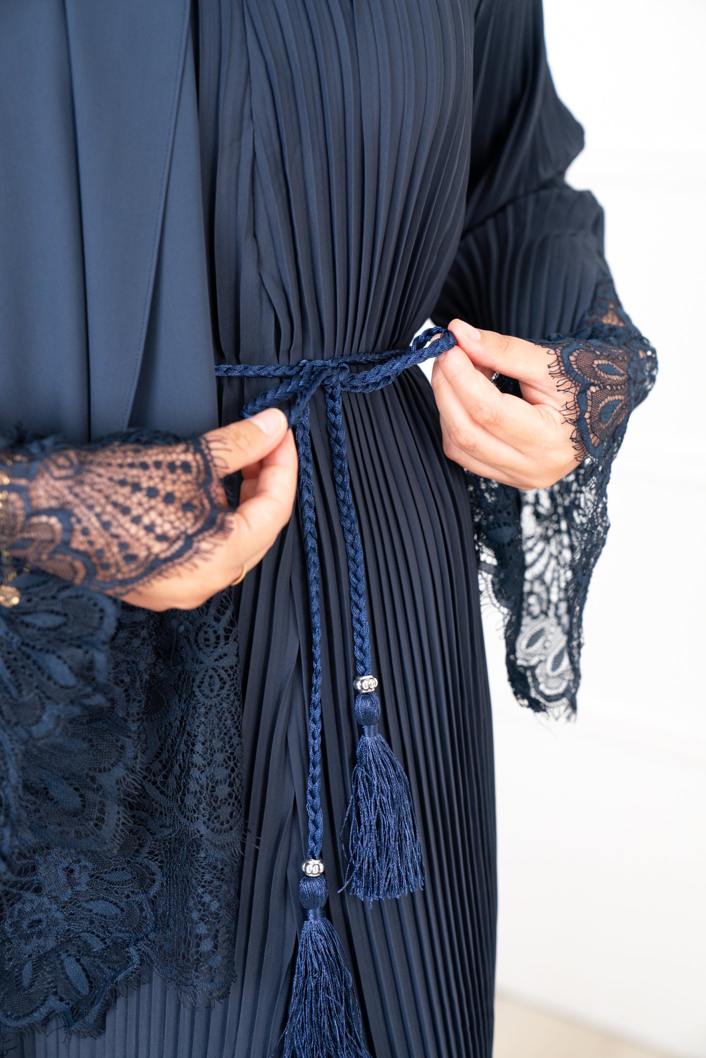 Navy Blue - Aleena Pleated Abaya