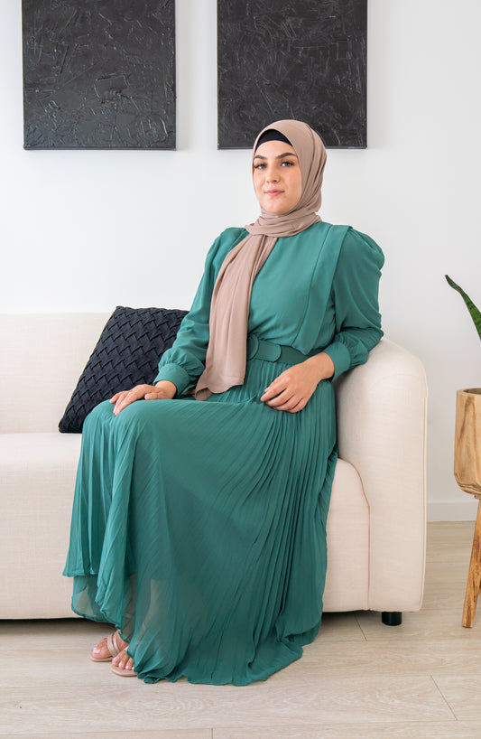 Field Green Balqis Chiffon Dress