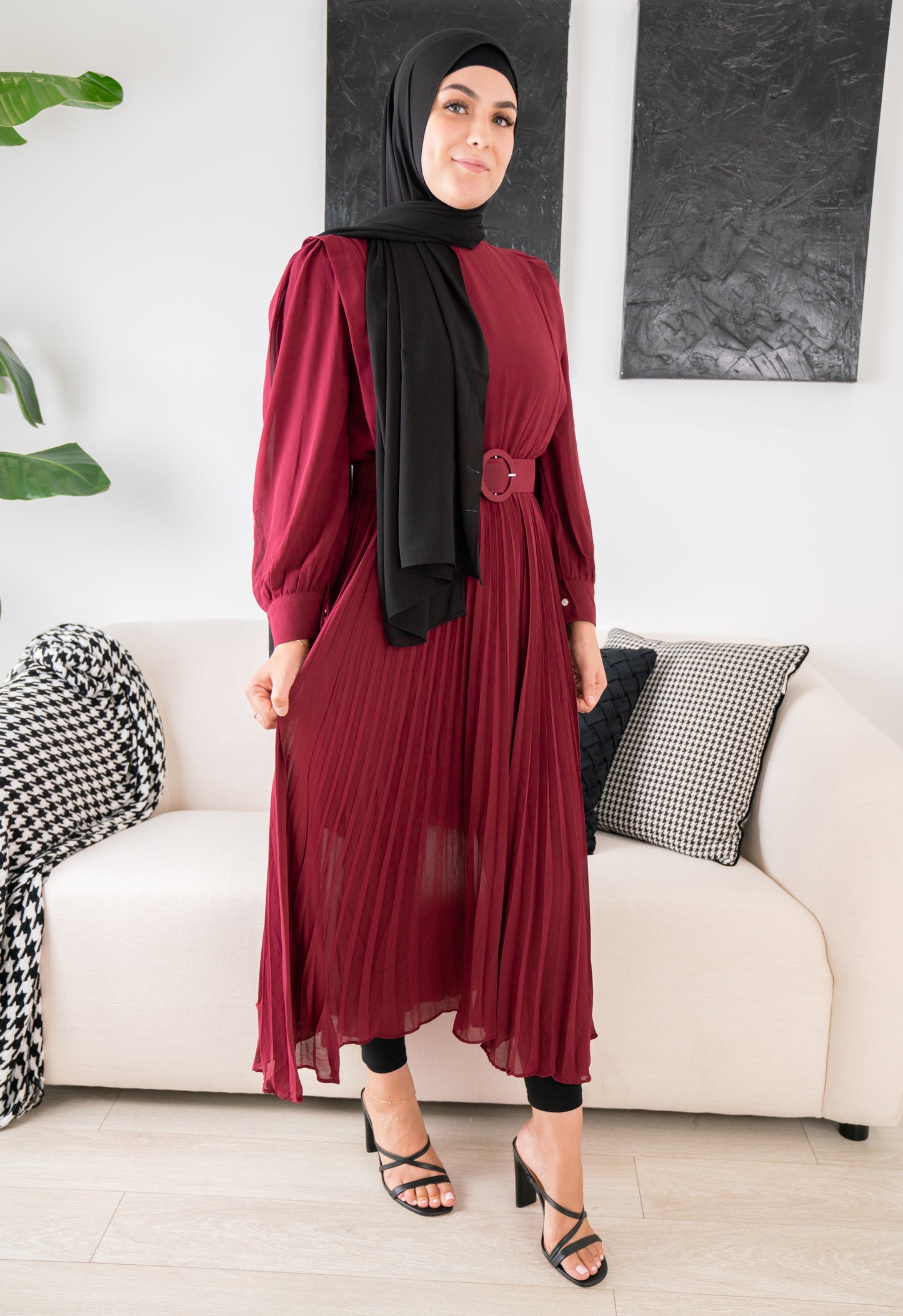 Maroon Balqis Chiffon Dress