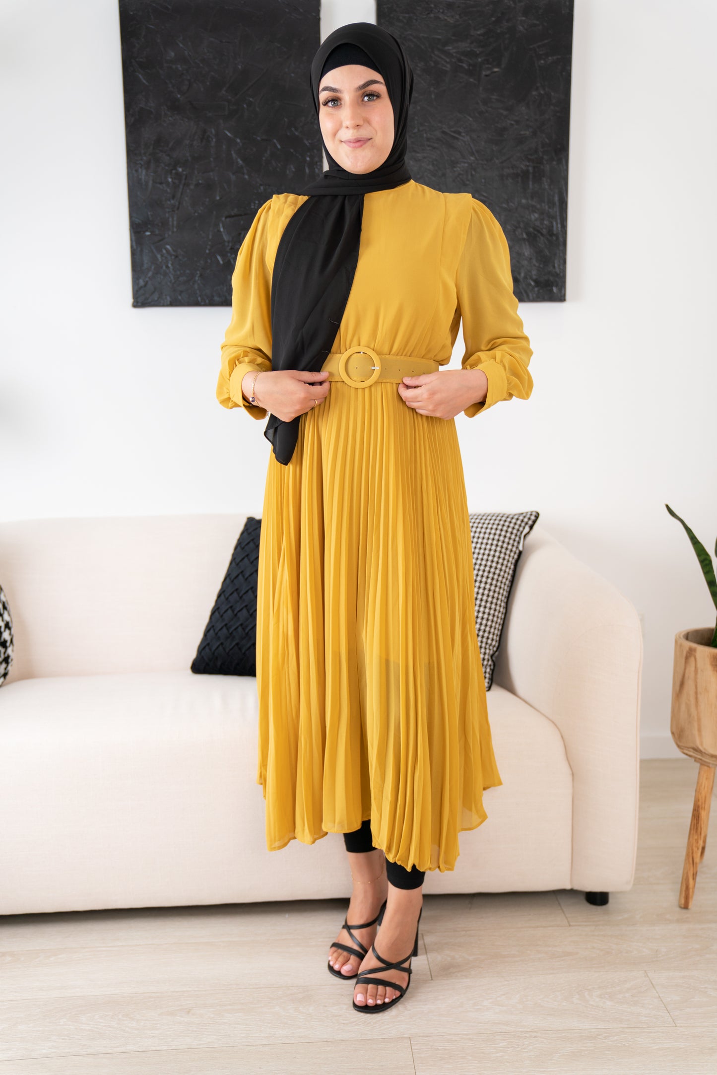 Bright Yellow Balqis Chiffon Dress