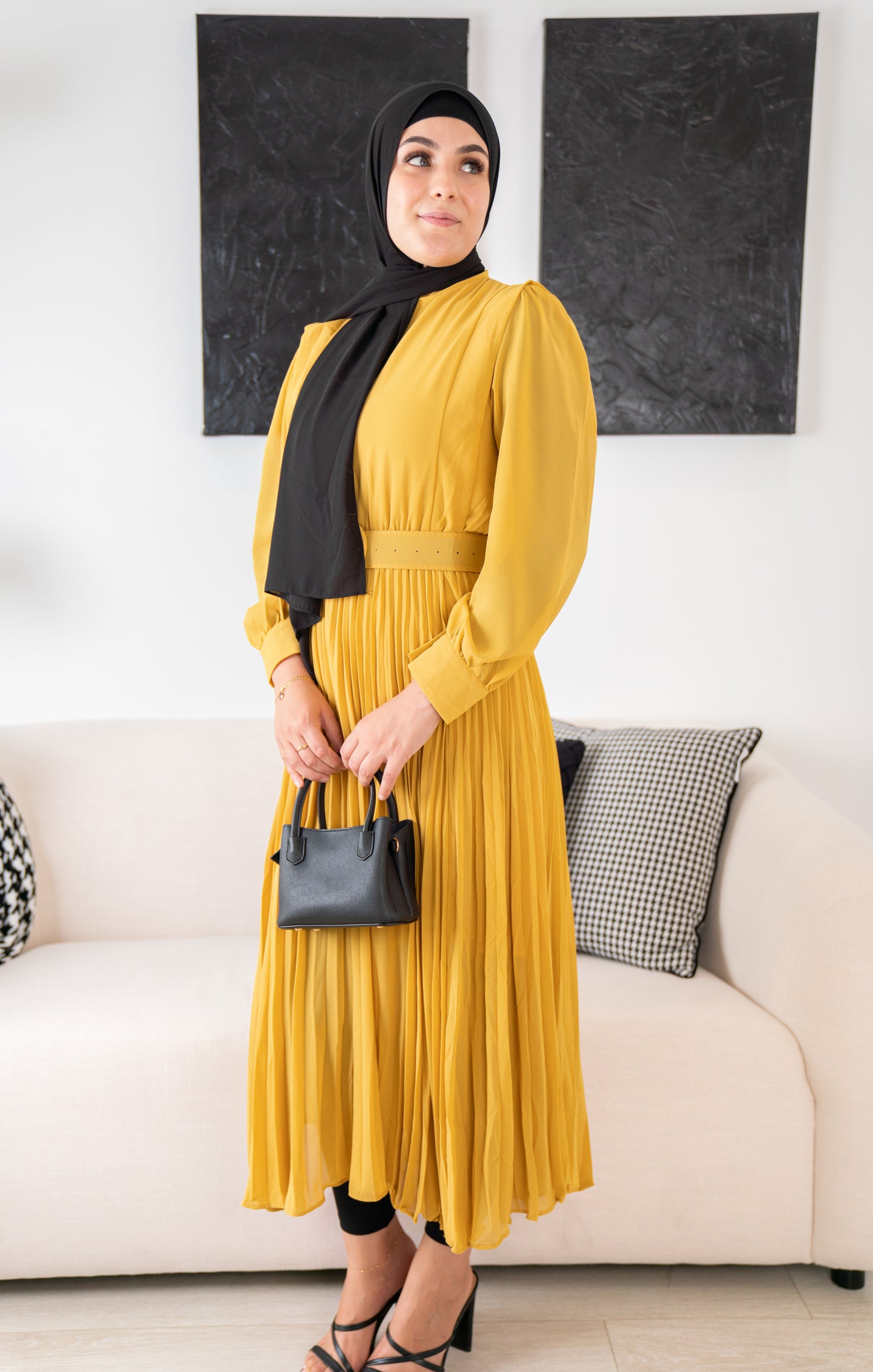 Bright Yellow Balqis Chiffon Dress