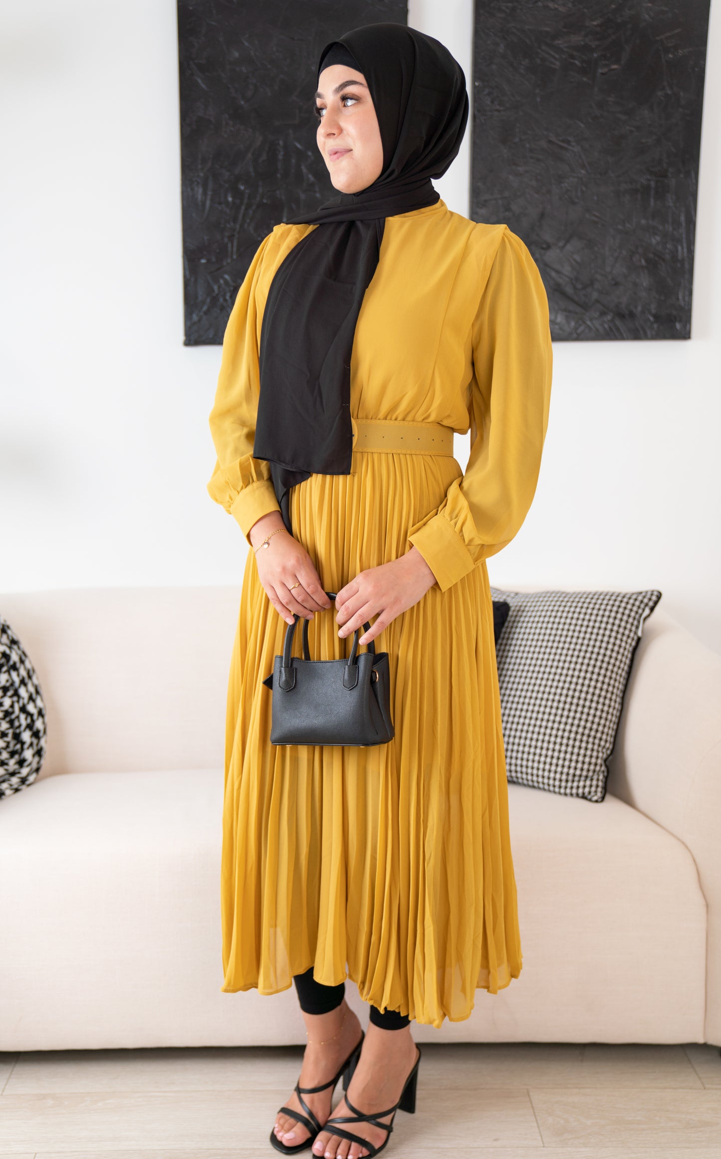 Bright Yellow Balqis Chiffon Dress