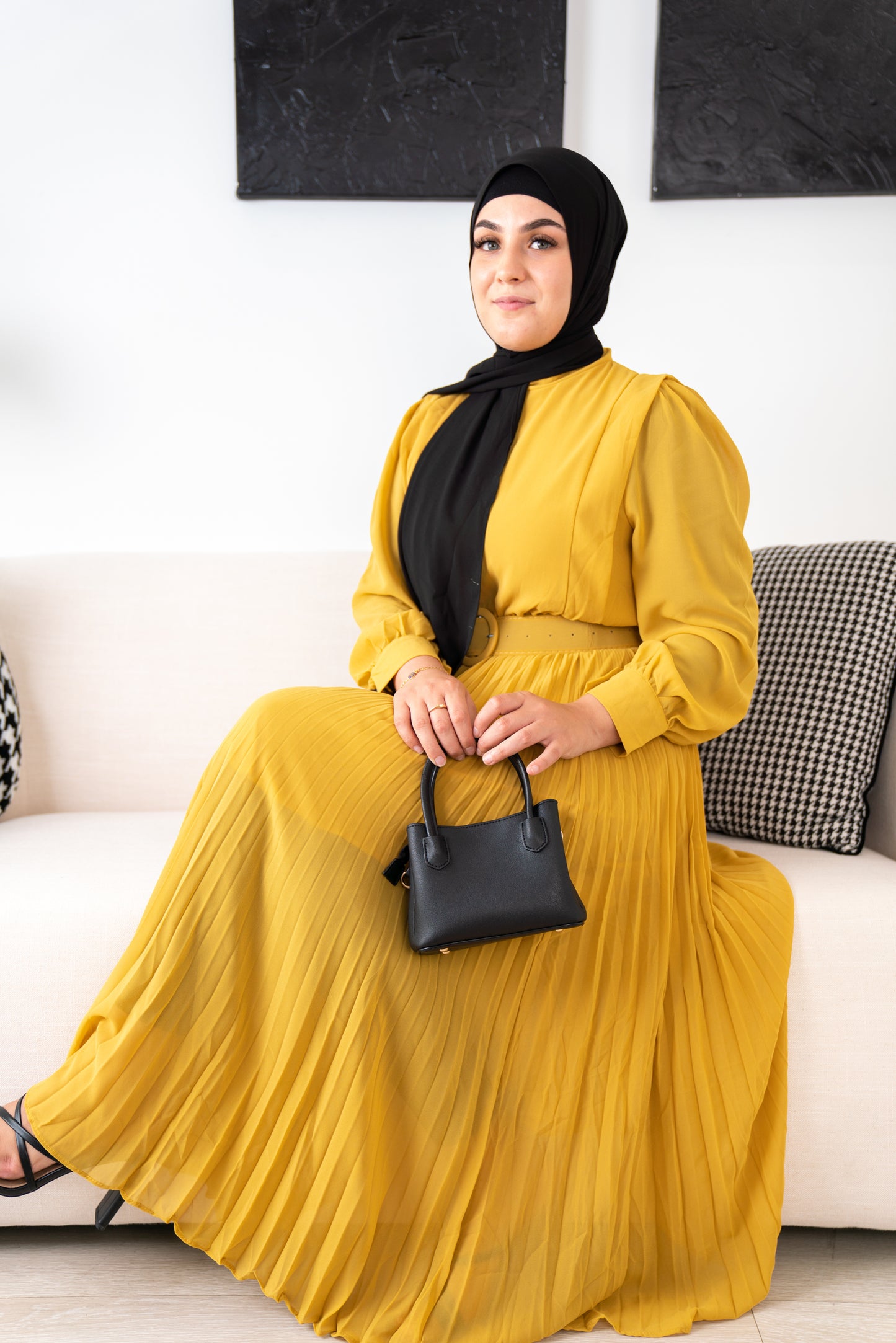 Bright Yellow Balqis Chiffon Dress